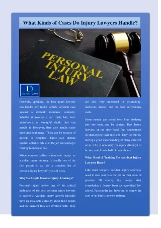 what kinds of cases do injury lawyers handle