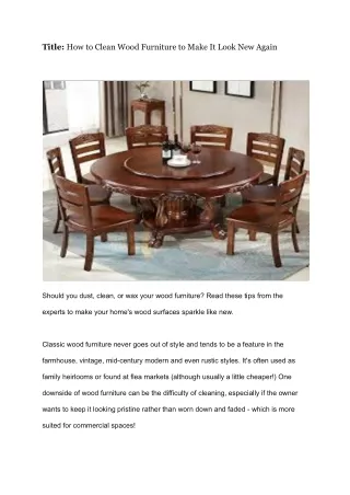 title how to clean wood furniture to make it look