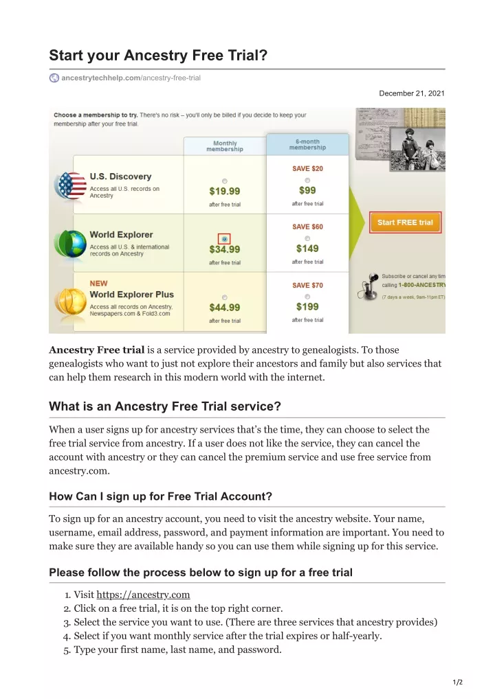 start your ancestry free trial