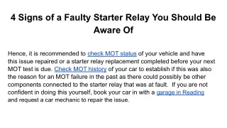 4 Signs of a Faulty Starter Relay You Should Be Aware Of
