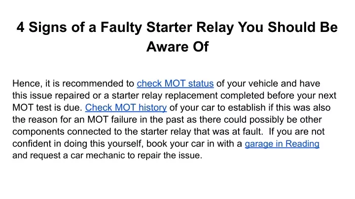 4 signs of a faulty starter relay you should