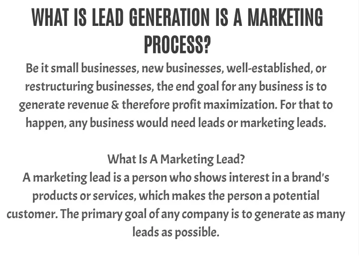 what is lead generation is a marketing process