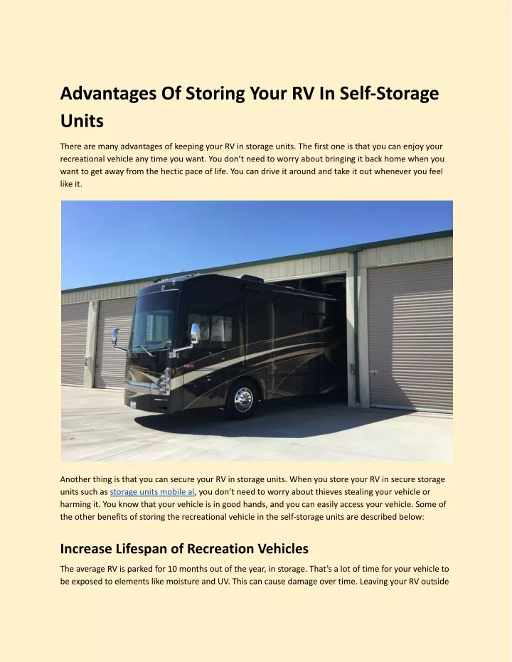 advantages of storing your rv in self storage