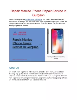 Repair Maniac iPhone Repair Service in Gurgaon