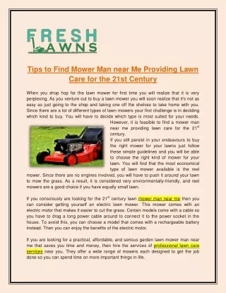 Tips to Find Mower Man near Me Providing Lawn Care for the 21st Century