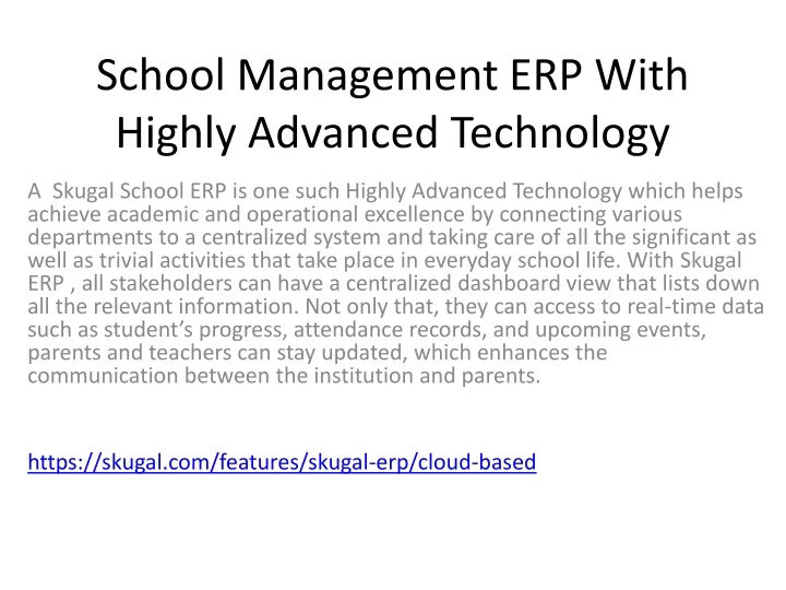 school management erp with highly advanced technology