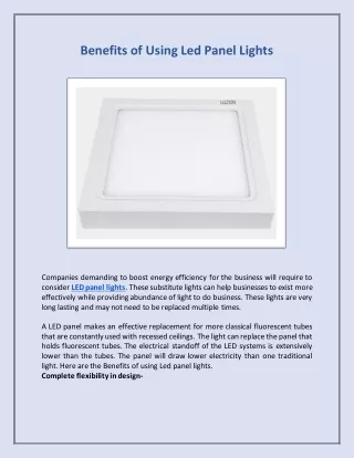 Benefits of Using Led Panel Lights