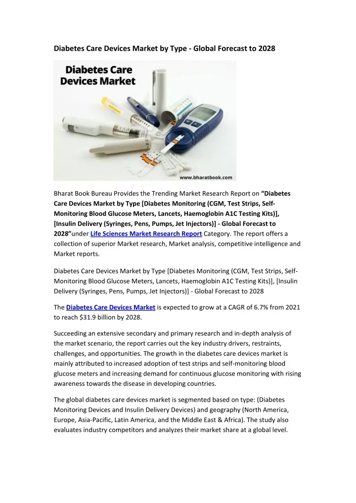 diabetes care devices market by type global