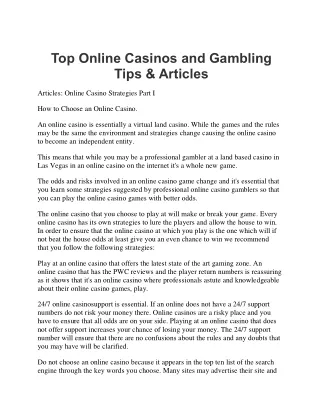 Top Online Casinos and Gambling Tips & Articles