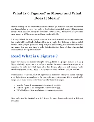what is 6 figures in money and what does it mean