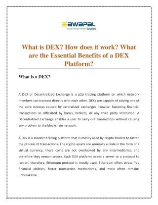 What are DEX & its Works and the Benefits of a DEX Platform?
