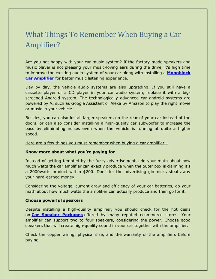 what things to remember when buying