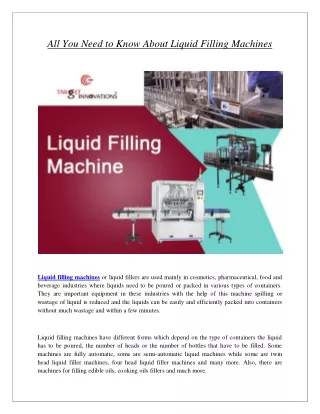 All You Need to Know About Liquid Filling Machines