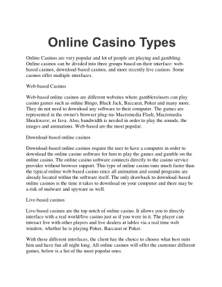 Online Casino Types