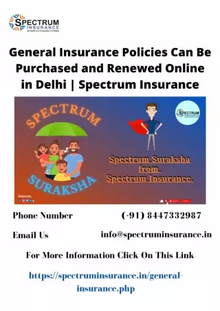 General Insurance Policies Can Be Purchased and Renewed Online in Delhi  Spectrum Insurance