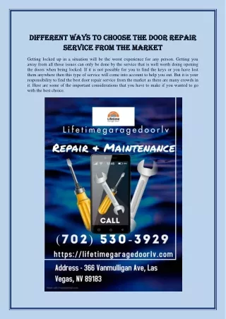 Different ways to choose the door repair service from the market