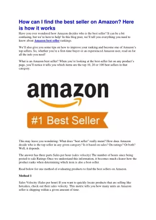 how can i find the best seller on amazon here