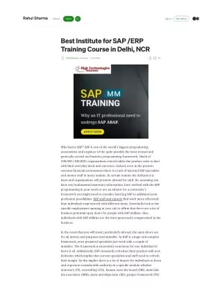 Get Certified SAP Training Course in Delhi with 100% Practical