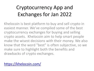 cryptocurrency app and exchanges for jan 2022
