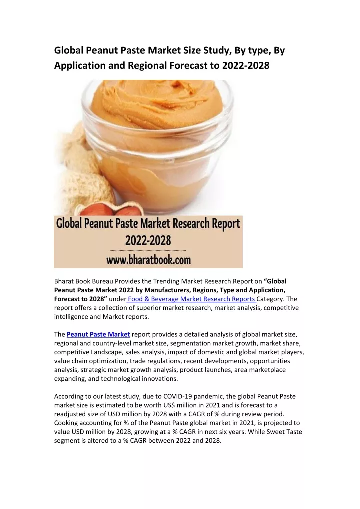 global peanut paste market size study by type