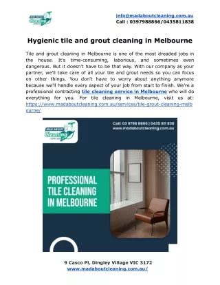 Hygienic tile and grout cleaning in Melbourne