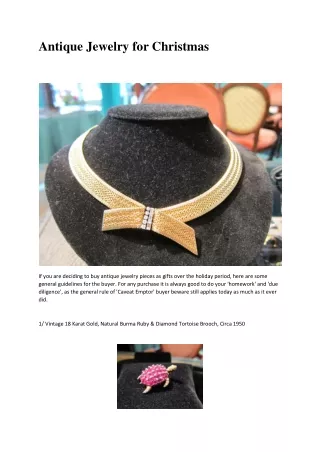 Antique Jewelry for Christmas