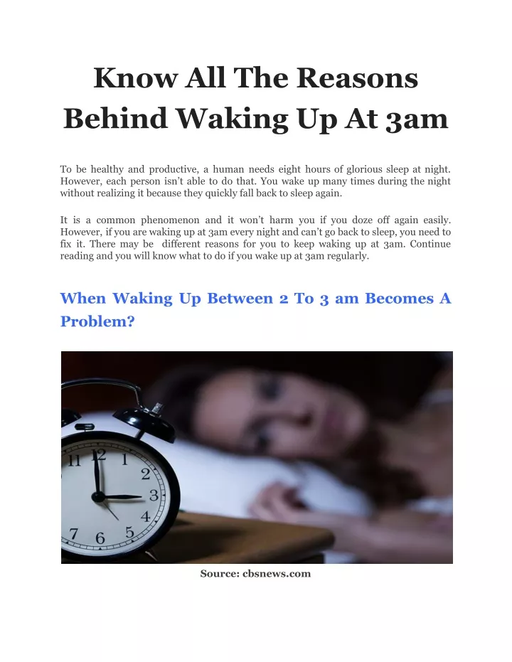 know all the reasons behind waking up at 3am
