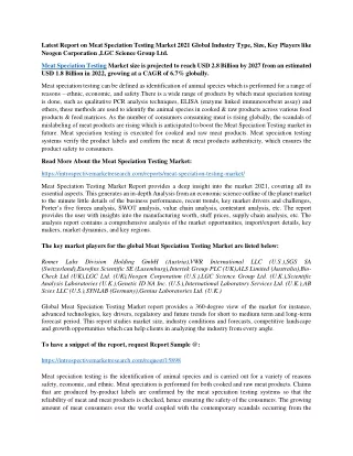 latest report on meat speciation testing market