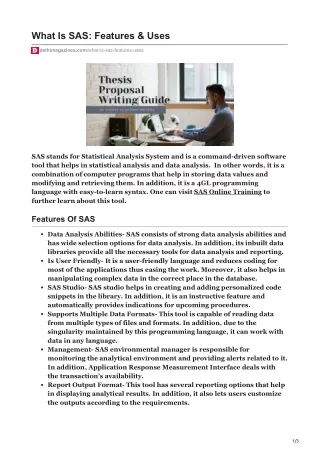 what is sas features uses