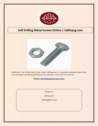 Self Drilling Metal Screws Online | Udhhyog.com