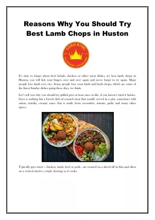 Reasons Why You Should Try Best Lamb Chops in Huston
