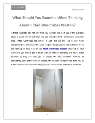 What Should You Examine When Thinking About Fitted Wardrobes Preston?