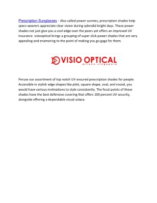 Prescription Sunglasses - Visiooptical