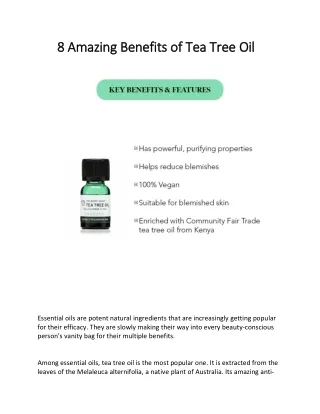 8 Amazing Benefits of Tea Tree Oil