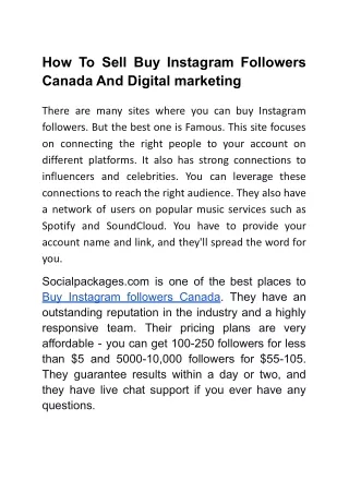 How To Sell Buy Instagram Followers Canada And Digital marketing