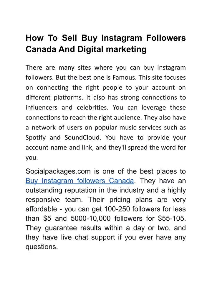 how to sell buy instagram followers canada