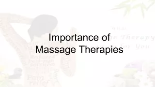 Importance of Massage Therapies