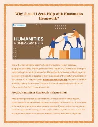 why should i seek help with humanities homework