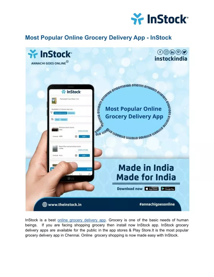 most popular online grocery delivery app instock