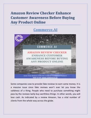 Amazon Review Checker Enhance Customer Awareness Before Buying Any Product Online