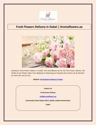 Fresh Flowers Delivery in Dubai | Aromaflowers.ae