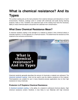 what is chemical resistance and its types