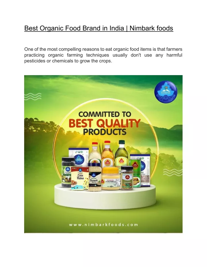 best organic food brand in india nimbark foods