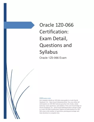 Oracle 1Z0-066 Certification: Exam Detail, Questions and Syllabus