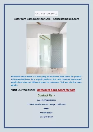Bathroom Barn Doors For Sale | Calicustombuild.com