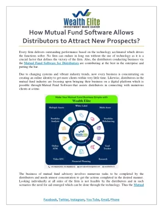 how mutual fund software allows distributors