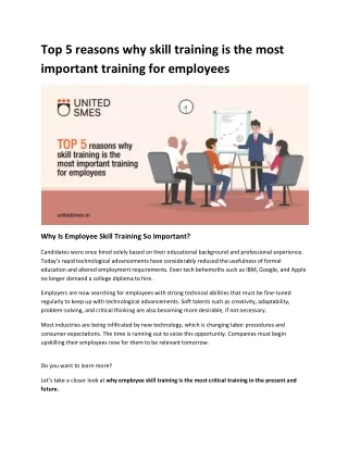 Top 5 reasons why skill training is the most important training for employees