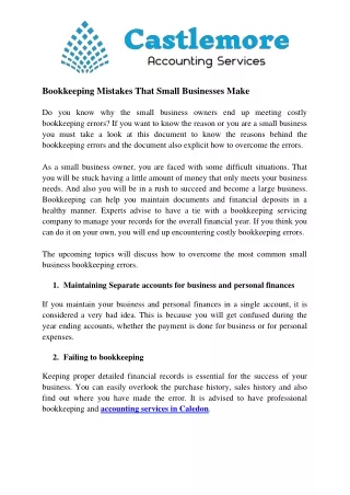 Bookkeeping Mistakes That Small Businesses Make
