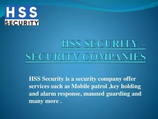 HSS SECURITY – SECURITY COMPANIES