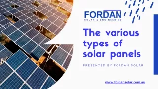 The various types of solar panels Presentation